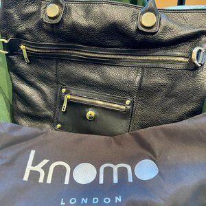 Knomo London laptop bag ** black leather ** cross body satchel tote